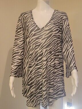 Jordan Taylor Zebra Print Sheer Swim Cover-Up | Size Medium